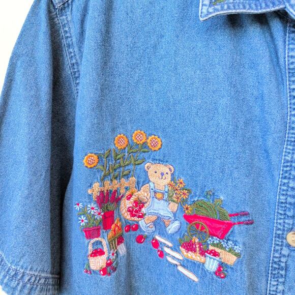 Vintage Bobbi Brooks Denim Embroidered GrandmaCore CottageCore Women's 22W/24W - Picture 2 of 8